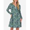 imageANRABESS Long Sleeve Dresses for Women 2025 Fall Casual Flowy Swing V Neck Boho Floral Mini Travel Vacation Dress with PocketFloral Blue Green