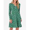 imageANRABESS Long Sleeve Dresses for Women 2025 Fall Casual Flowy Swing V Neck Boho Floral Mini Travel Vacation Dress with PocketFloral Green