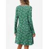 imageANRABESS Long Sleeve Dresses for Women 2025 Fall Casual Flowy Swing V Neck Boho Floral Mini Travel Vacation Dress with PocketFloral Green