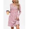 imageANRABESS Long Sleeve Dresses for Women 2025 Fall Casual Flowy Swing V Neck Boho Floral Mini Travel Vacation Dress with PocketFloral Pink