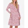 imageANRABESS Long Sleeve Dresses for Women 2025 Fall Casual Flowy Swing V Neck Boho Floral Mini Travel Vacation Dress with PocketFloral Pink