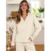 imageANRABESS Lounge Sets for Women 2 Piece Outfits Sweatsuit Set Fall V Neck Sweatshirts Wide Leg Pants TracksuitsAlmond