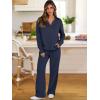 imageANRABESS Lounge Sets for Women 2 Piece Outfits Sweatsuit Set Fall V Neck Sweatshirts Wide Leg Pants TracksuitsNavy Blue