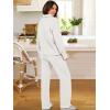 imageANRABESS Lounge Sets for Women 2 Piece Outfits Sweatsuit Set Fall V Neck Sweatshirts Wide Leg Pants TracksuitsWhite