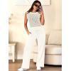 imageANRABESS Women 2 Piece Summer Outfits 2025 Crochet Sweater Vest Wide Leg Pants Lounge Matching Sets Travel Vacation ClothesCreamy White