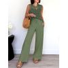 imageANRABESS Women 2 Piece Summer Outfits 2025 Crochet Sweater Vest Wide Leg Pants Lounge Matching Sets Travel Vacation ClothesOlive Green
