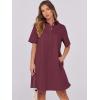imageANRABESS Women Button Down Shirts Dress Summer Casual Oversized Short Sleeve Mini Dresses with Pockets 2025 TrendyBurgundy