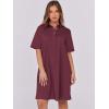 imageANRABESS Women Button Down Shirts Dress Summer Casual Oversized Short Sleeve Mini Dresses with Pockets 2025 TrendyBurgundy