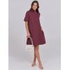 imageANRABESS Women Button Down Shirts Dress Summer Casual Oversized Short Sleeve Mini Dresses with Pockets 2025 TrendyBurgundy