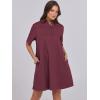 imageANRABESS Women Button Down Shirts Dress Summer Casual Oversized Short Sleeve Mini Dresses with Pockets 2025 TrendyBurgundy