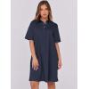 imageANRABESS Women Button Down Shirts Dress Summer Casual Oversized Short Sleeve Mini Dresses with Pockets 2025 TrendyNavy Blue