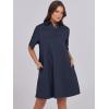 imageANRABESS Women Button Down Shirts Dress Summer Casual Oversized Short Sleeve Mini Dresses with Pockets 2025 TrendyNavy Blue