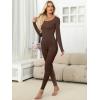 imageANRABESS Women Lightweight See Through Sexy Thermal Underwear Sets Fall Ultra Stretchy 2 Piece Pajamas Lounge Basic Layer SetCoffee