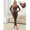 imageANRABESS Women Lightweight See Through Sexy Thermal Underwear Sets Fall Ultra Stretchy 2 Piece Pajamas Lounge Basic Layer SetCoffee