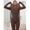imageANRABESS Women Lightweight See Through Sexy Thermal Underwear Sets Fall Ultra Stretchy 2 Piece Pajamas Lounge Basic Layer SetCoffee