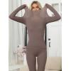 imageANRABESS Women Lightweight See Through Sexy Thermal Underwear Sets Fall Ultra Stretchy 2 Piece Pajamas Lounge Basic Layer SetDusty Brown