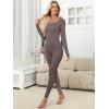 imageANRABESS Women Lightweight See Through Sexy Thermal Underwear Sets Fall Ultra Stretchy 2 Piece Pajamas Lounge Basic Layer SetDusty Brown