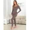imageANRABESS Women Lightweight See Through Sexy Thermal Underwear Sets Fall Ultra Stretchy 2 Piece Pajamas Lounge Basic Layer SetDusty Brown