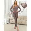 imageANRABESS Women Lightweight See Through Sexy Thermal Underwear Sets Fall Ultra Stretchy 2 Piece Pajamas Lounge Basic Layer SetDusty Brown