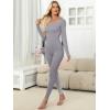 imageANRABESS Women Lightweight See Through Sexy Thermal Underwear Sets Fall Ultra Stretchy 2 Piece Pajamas Lounge Basic Layer SetGrey