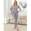 imageANRABESS Women Lightweight See Through Sexy Thermal Underwear Sets Fall Ultra Stretchy 2 Piece Pajamas Lounge Basic Layer SetGrey
