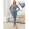 imageANRABESS Women Lightweight See Through Sexy Thermal Underwear Sets Fall Ultra Stretchy 2 Piece Pajamas Lounge Basic Layer SetGrey Blue