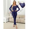imageANRABESS Women Lightweight See Through Sexy Thermal Underwear Sets Fall Ultra Stretchy 2 Piece Pajamas Lounge Basic Layer SetNavy Blue
