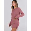 imageANRABESS Women Long Sleeve Skirt Sets 2025 Fall Sweater Lounge Sets 2 Piece Beach Vacation OutfitsDeep Pink