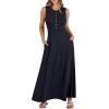 imageANRABESS Women Summer Casual Sleeveless Maxi Sundress Button Fit ampamp Flare ALine Flowy Long Dresses 2025 Beach OutfitsNavy Blue