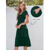 imageANRABESS Women Summer Casual Square Neck Flutter Sleeve Boho Smocked ALine Flowy Tiered Modest Midi Sun Dress with PocketsDark Green