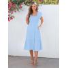 imageANRABESS Women Summer Casual Square Neck Flutter Sleeve Boho Smocked ALine Flowy Tiered Modest Midi Sun Dress with PocketsLight Blue