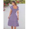 imageANRABESS Women Summer Casual Square Neck Flutter Sleeve Boho Smocked ALine Flowy Tiered Modest Midi Sun Dress with PocketsPurple