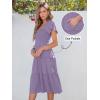 imageANRABESS Women Summer Casual Square Neck Flutter Sleeve Boho Smocked ALine Flowy Tiered Modest Midi Sun Dress with PocketsPurple
