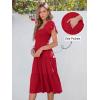 imageANRABESS Women Summer Casual Square Neck Flutter Sleeve Boho Smocked ALine Flowy Tiered Modest Midi Sun Dress with PocketsRed
