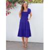 imageANRABESS Women Summer Casual Square Neck Flutter Sleeve Boho Smocked ALine Flowy Tiered Modest Midi Sun Dress with PocketsRoyal Blue