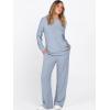 imageANRABESS Womens 2 Piece Lounge Pajama Sets Ribbed Knit Long Sleeve Hoodies Tops Matching Pants Casual Fall Sleepwear OutfitsBlue