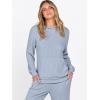 imageANRABESS Womens 2 Piece Lounge Pajama Sets Ribbed Knit Long Sleeve Hoodies Tops Matching Pants Casual Fall Sleepwear OutfitsBlue