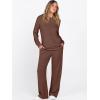 imageANRABESS Womens 2 Piece Lounge Pajama Sets Ribbed Knit Long Sleeve Hoodies Tops Matching Pants Casual Fall Sleepwear OutfitsBrown