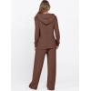 imageANRABESS Womens 2 Piece Lounge Pajama Sets Ribbed Knit Long Sleeve Hoodies Tops Matching Pants Casual Fall Sleepwear OutfitsBrown