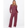 imageANRABESS Womens 2 Piece Lounge Pajama Sets Ribbed Knit Long Sleeve Hoodies Tops Matching Pants Casual Fall Sleepwear OutfitsDark Red