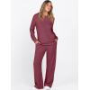 imageANRABESS Womens 2 Piece Lounge Pajama Sets Ribbed Knit Long Sleeve Hoodies Tops Matching Pants Casual Fall Sleepwear OutfitsDark Red