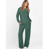 imageANRABESS Womens 2 Piece Lounge Pajama Sets Ribbed Knit Long Sleeve Hoodies Tops Matching Pants Casual Fall Sleepwear OutfitsGreen