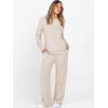 imageANRABESS Womens 2 Piece Lounge Pajama Sets Ribbed Knit Long Sleeve Hoodies Tops Matching Pants Casual Fall Sleepwear OutfitsLight Khaki