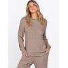 imageANRABESS Womens 2 Piece Lounge Pajama Sets Ribbed Knit Long Sleeve Hoodies Tops Matching Pants Casual Fall Sleepwear OutfitsTan