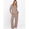 imageANRABESS Womens 2 Piece Lounge Pajama Sets Ribbed Knit Long Sleeve Hoodies Tops Matching Pants Casual Fall Sleepwear OutfitsTan