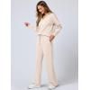 imageANRABESS Womens 2 Piece Outfits Lounge Sets Casual Long Sleeve Sweatsuits Polo Top Wide Leg Pants Fall Sweat Matching SetsApricot