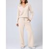 imageANRABESS Womens 2 Piece Outfits Lounge Sets Casual Long Sleeve Sweatsuits Polo Top Wide Leg Pants Fall Sweat Matching SetsApricot