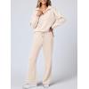 imageANRABESS Womens 2 Piece Outfits Lounge Sets Casual Long Sleeve Sweatsuits Polo Top Wide Leg Pants Fall Sweat Matching SetsApricot