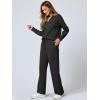 imageANRABESS Womens 2 Piece Outfits Lounge Sets Casual Long Sleeve Sweatsuits Polo Top Wide Leg Pants Fall Sweat Matching SetsBlack