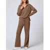 imageANRABESS Womens 2 Piece Outfits Lounge Sets Casual Long Sleeve Sweatsuits Polo Top Wide Leg Pants Fall Sweat Matching SetsCamel